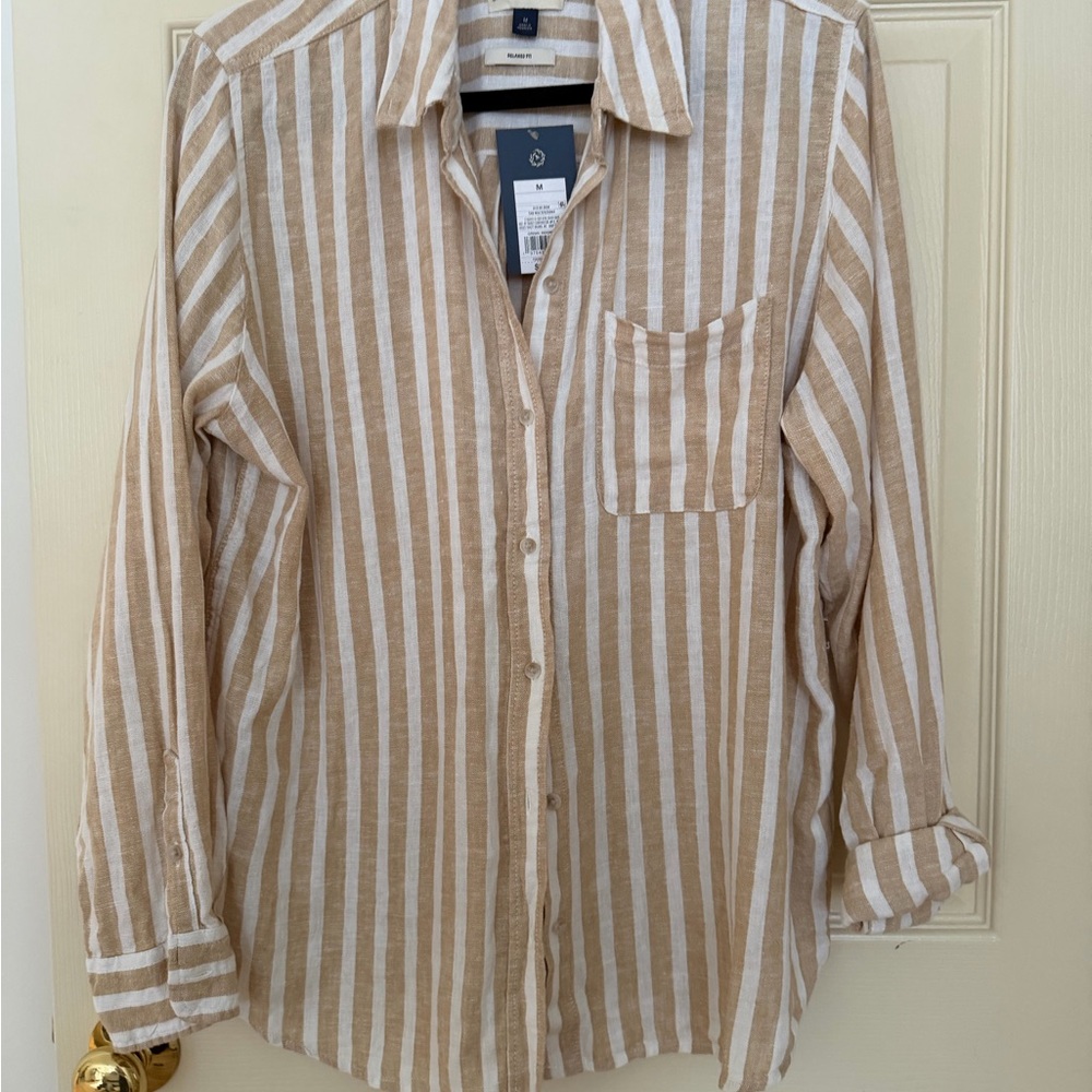 Universal Thread Beige and White Striped Shirt